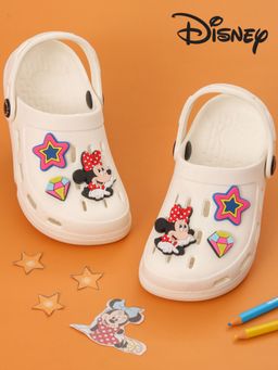 Yellow Bee - Girls Minnie Mouse Clogs with Star & Gem Charms - White