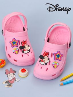 Yellow Bee - Girls Minnie Mouse Clogs with Star & Gem Charms - Pink