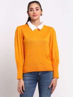 Club York - Women Yellow Solid Pullover Sweatshirt