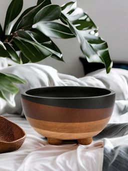 At Home by Nilkamal - Legs Round Decorative Bowl -Brown