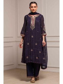 Biba - Women Purple Straight Kurta Pant with Dupatta