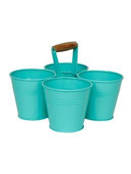 Living With Elan - Four Bucket Planter, Pot for Balcony (Aqua)