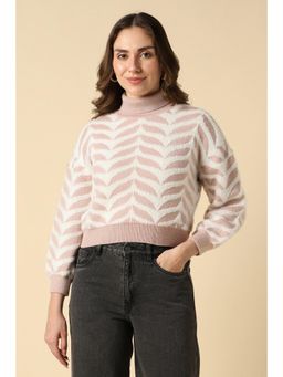 Allen Solly - Women Pink Print Turtle Neck Casual Sweater