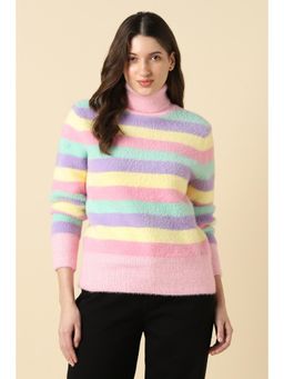 Allen Solly - Women Multi Stripe Turtle Neck Casual Sweater