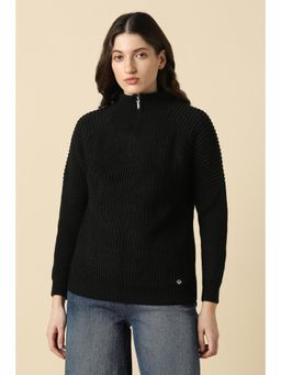 Allen Solly - Women Black Textured High Neck Casual Sweater