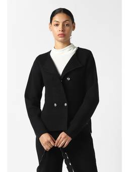 Van Heusen - Women Black Solid Round Neck Cardigan