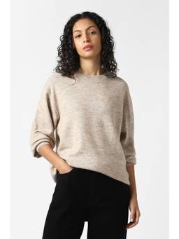 Van Heusen - Women Beige Textured Round Neck Sweater