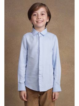One Friday - Boys Blue Self Design Shirt