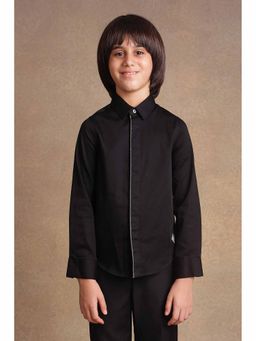One Friday - Boys Black Solid Full Sleeves Shirt