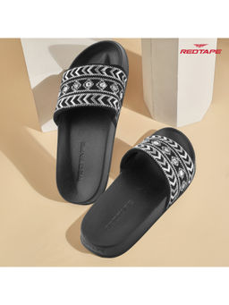 Red Tape - Black Wovens Eva Comfort Sliders