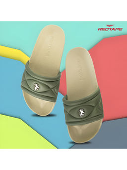 Red Tape - Olive Wovens Eva Comfort Sliders