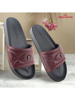 Red Tape - Maroon Wovens Eva Comfort Sliders