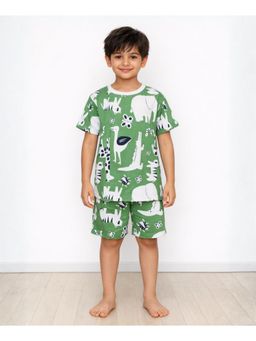 ANTHRILO - Animal Green Sleepwear T-shirt and Shorts - Green