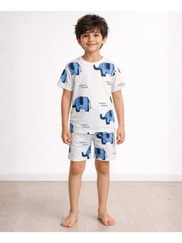 ANTHRILO - Elephant Safari Boys Sleepwear T-shirt and Shorts - White