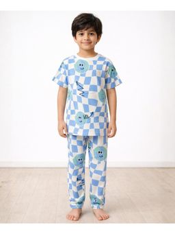 ANTHRILO - Globe Check Short Sleeve T-shirt and Pyjama - Blue