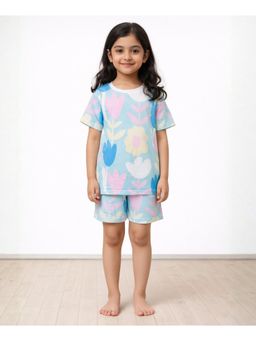 ANTHRILO - Aqua Flower Sleepwear T-shirt and Shorts - Aqua