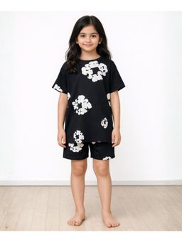 ANTHRILO - Pop Black Girls Sleepwear T-shirt and Shorts - Black