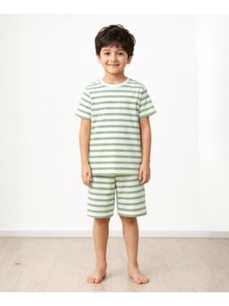 ANTHRILO - Green White Stripe Sleepwear T-shirt and Shorts