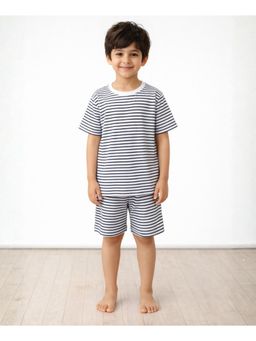 ANTHRILO - Black White Stripe Sleepwear T-shirt and Shorts
