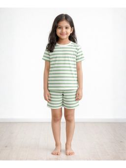 ANTHRILO - Green Stripe Girls Sleepwear T-shirt and Shorts