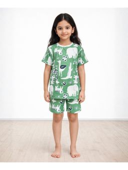 ANTHRILO - Animal Green Girls Sleepwear T-shirt and Shorts