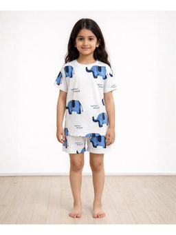 ANTHRILO - White Elephant Safari Girls Sleepwear T-shirt and Shorts