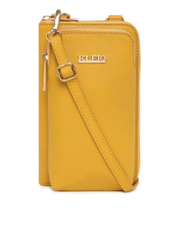KLEIO - Pu Leather Cross Body Sling Multi Slot Wallet Mobile Pouch for Women Mustard