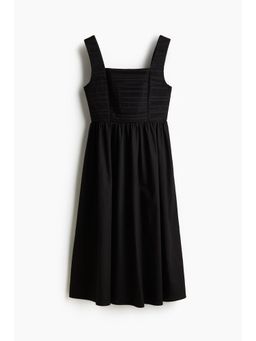 H&M - Women Black Pintucked Flared-Skirt Dress