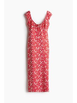 H&M - Women Red Drawstring-Detail Bodycon Dress