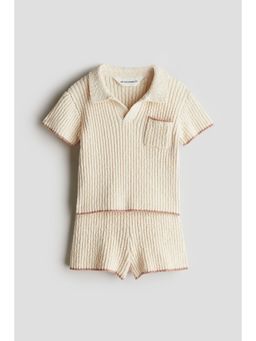 H&M - Boys Beige 2-Piece Boucla -Knit Set
