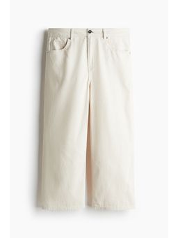 H&M - Women Beige Wide High Cropped Jeans