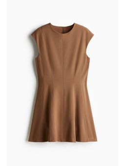 H&M - Women Beige Flared-Skirt Twill Dress