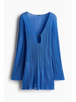 H&M - Women Blue Rib-Knit Beach Dress