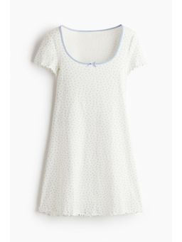 H&M - Women White Overlock-Detail Flared-Skirt Dress