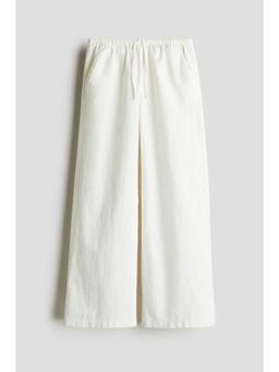 H&M - Girls White Linen-Blend Trousers