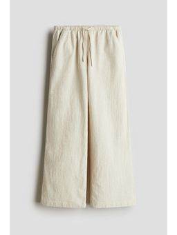 H&M - Girls Beige Linen-Blend Trousers