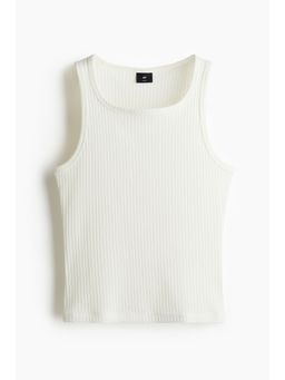 H&M - Men White Slim Fit Ribbed Vest Top