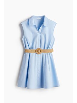 H&M - Women Blue Belted Shirt Dress