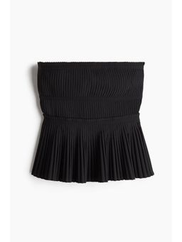 H&M - Women Black Pleated Bandeau Top