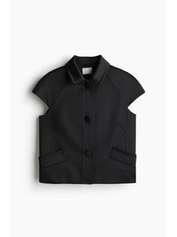 H&M - Women Black Cap-Sleeved Jacket