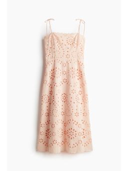 H&M - Women Blue Tie-Strap Broderie Anglaise Dress