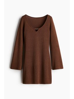 H&M - Women Brown Knitted Flared-Skirt Dress