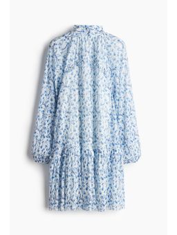 H&M - Women Blue Plisse Jersey Dress