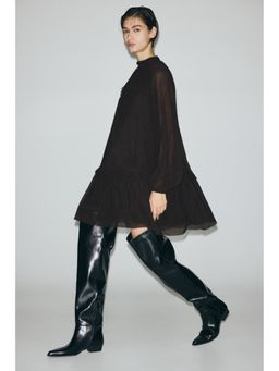 H&M - Women Brown Plissa Jersey Dress