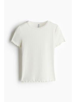 H&M - Women White Overlock-Detail T-Shirt