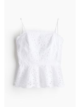 H&M - Women White Broderie Anglaise Tie-Strap Top