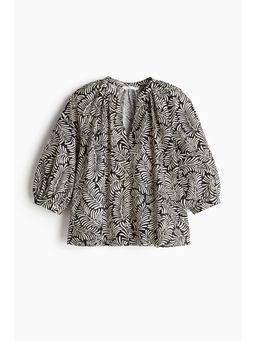 H&M - Women Black Balloon-Sleeved Poplin Blouse