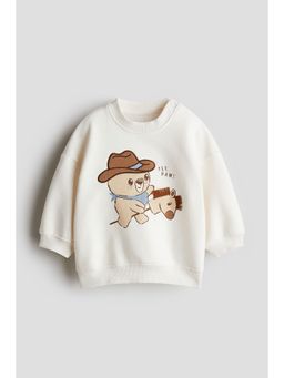 H&M - Boys White Motif-Detail Sweatshirt