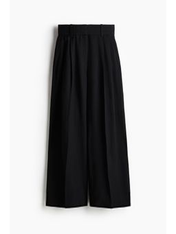 H&M - Women Black Wide Linen-Blend Trousers
