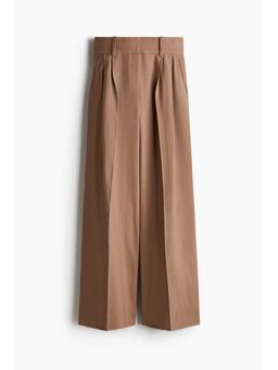 H&M - Women Beige Wide Linen-Blend Trousers